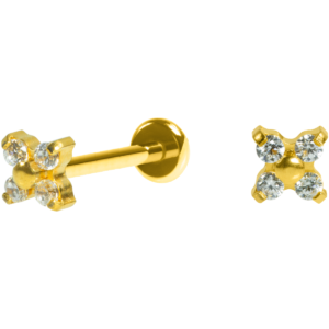 LABRET TITÂNIO R/I FLOR 4 PÉTALAS - PVD GOLD