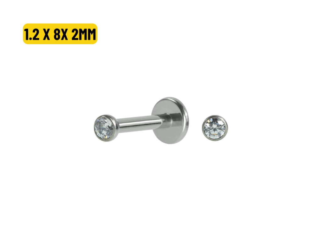 LABRET TITÂNIO PONTO DE LUZ PUSH PIN - 1.2 X 8 X 2MM