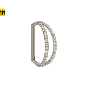 MEIA ARGOLA CLICKER TITÂNIO 2 FILEIRAS C/ PEDRA - 10MM