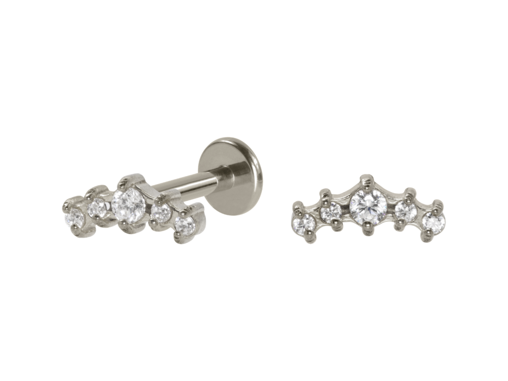 LABRET AÇO R/I CLUSTER 5 PEDRAS