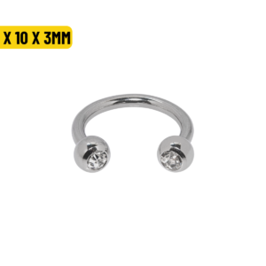 FERRADURA TITÂNIO NATURAL C/ STRASS 1.2 X 10 X 3MM