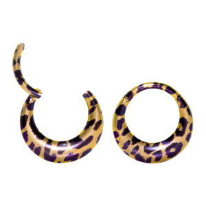 SEGMENTO CLICKER OVAL TITÂNIO PVD GOLD ONCINHA ROXA - 8MM