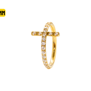 SEGMENTO CLICKER TITÂNIO PVD GOLD CRUZ CRAVEJADA - 10MM