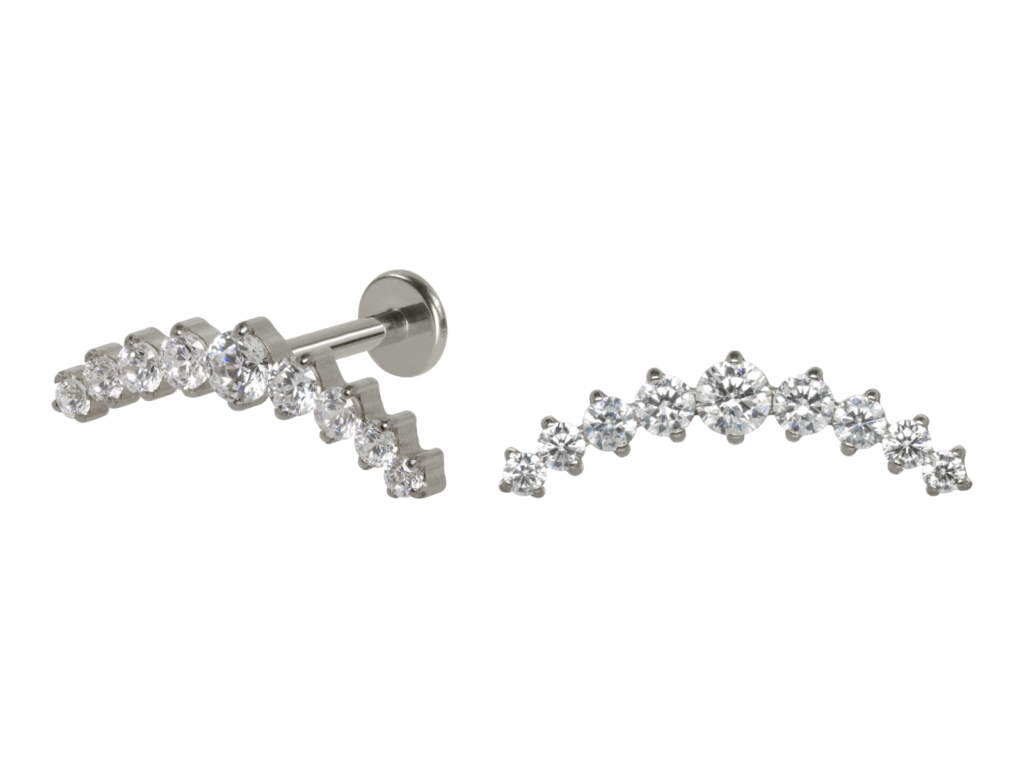 LABRET TITÂNIO R/I CLUSTER 9 ZIRCÔNIAS