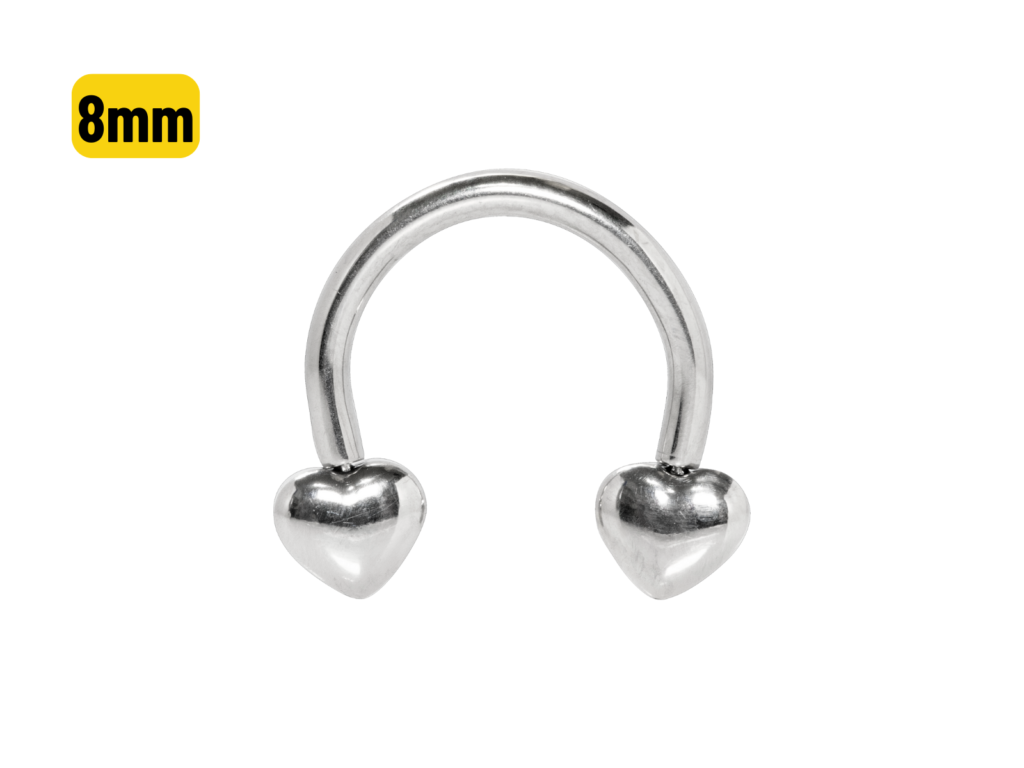 FERRADURA TITÂNIO PUSH PIN CORAÇÃO - 1.2 X 8MM