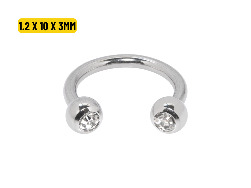FERRADURA AÇO C/ STRASS - 1.2 X 10 X 3MM