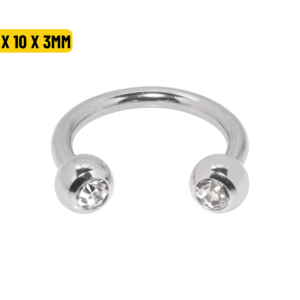 FERRADURA AÇO C/ STRASS - 1.2 X 10 X 3MM