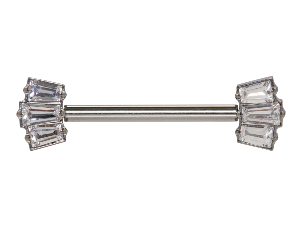 MAMILO TITÂNIO PUSH PIN CLUSTER 3 ZIRCÔNIAS - 1.6 X 16MM