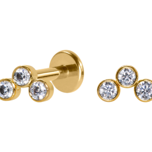LABRET AÇO PVD R/I MINI CLUSTER 3 PEDRAS
