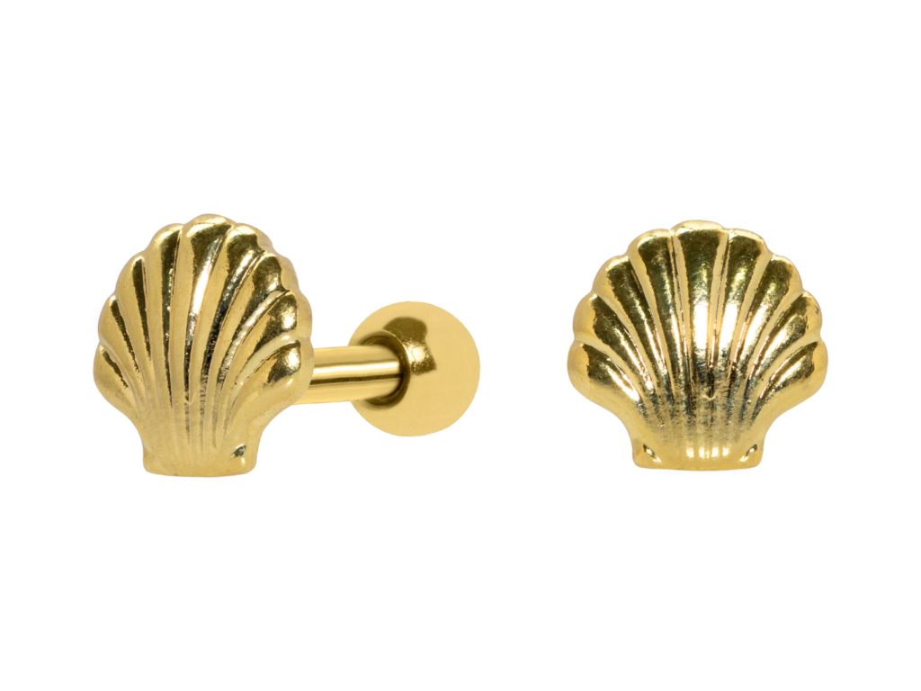 MICRO RETO CONCHA DO MAR - BANHADO A OURO