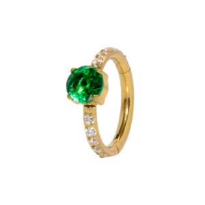 SEGMENTO CLICKER TITÂNIO PVD C/ ZIRCÔNIA CRISTAL/ VERDE - 1.2 X 8MM