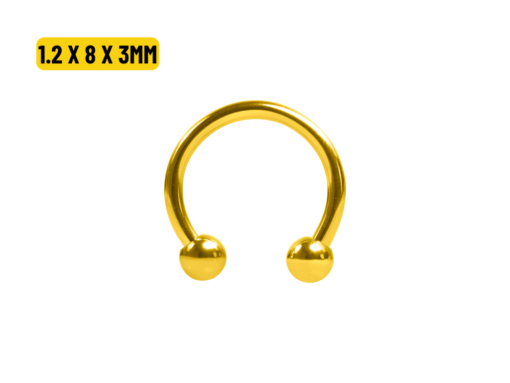 FERRADURA TITÂNIO PVD GOLD - 1.2 X 8 X 3MM