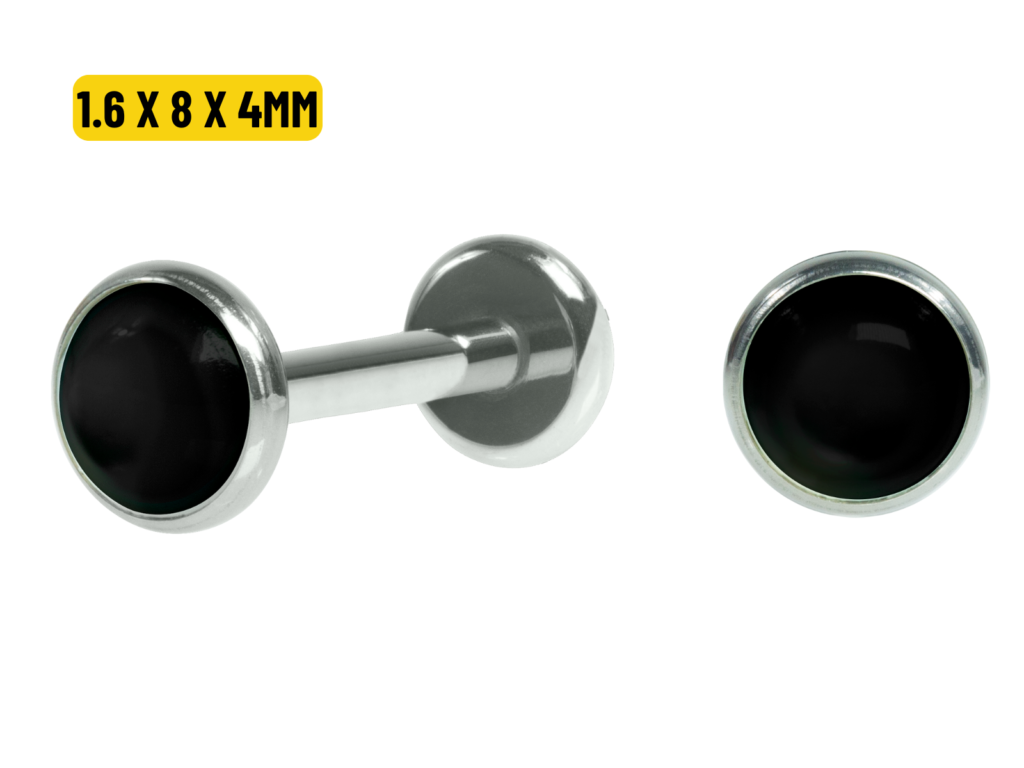 LABRET TITÂNIO R/I TOPO FLAT ÔNIX - 1.6 X 8 X 4MM