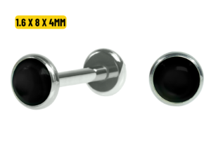 LABRET TITÂNIO R/I TOPO FLAT ÔNIX – 1.6 X 8 X 4MM