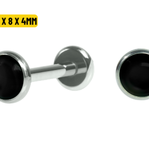 LABRET TITÂNIO R/I TOPO FLAT ÔNIX - 1.6 X 8 X 4MM