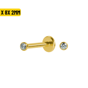 LABRET AÇO PVD R/I C/ ZIRCÔNIA CRAV. INGLESA - 1.2X8X2MM