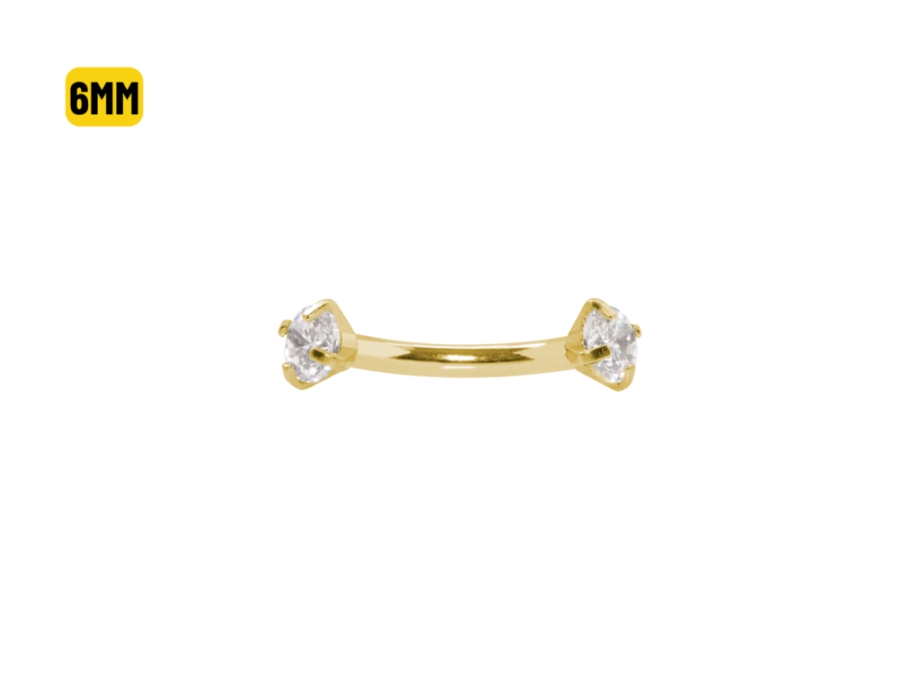 MICRO-CURVO AÇO PVD GOLD R/I C/ ZIRCÔNIA - 6MM