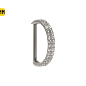 MEIA ARGOLA CLICKER TITÂNIO 2 FILEIRAS C/ PEDRA - 12MM