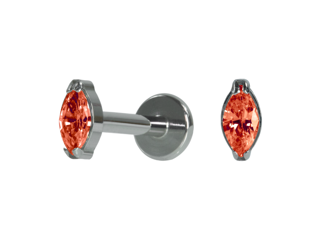 LABRET TITÂNIO R/I PONTO DE LUZ NAVETE LARANJA - 2 /4.5MM