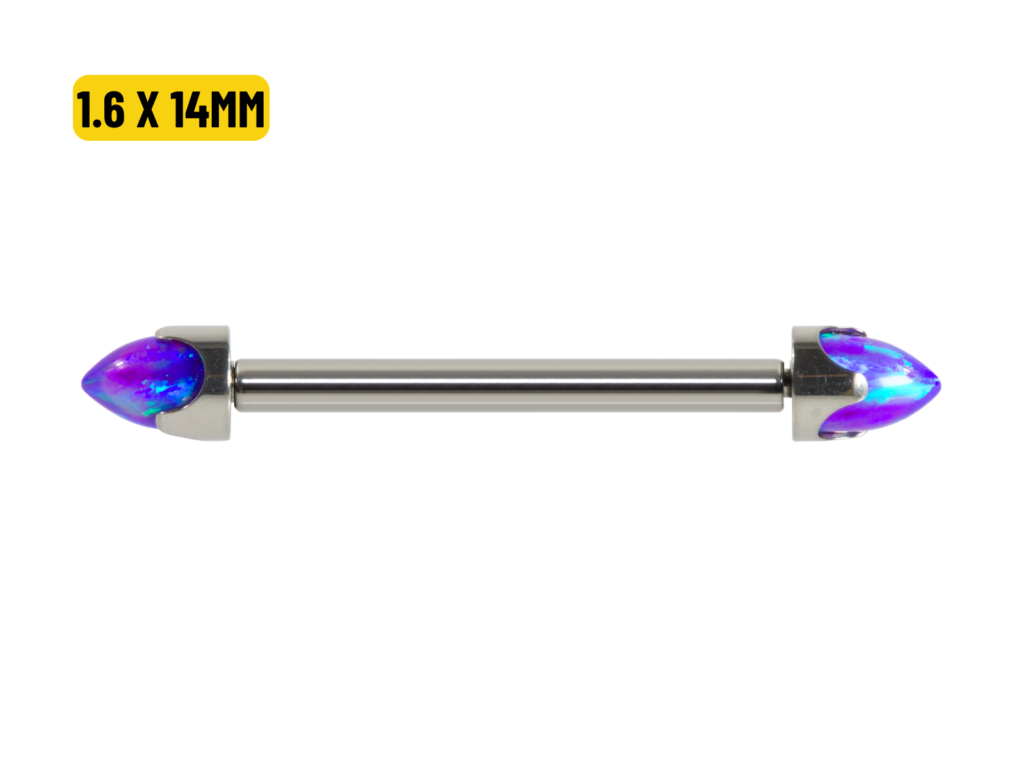 MAMILO TITÂNIO R/I C/ OPALA AZUL - 1.6 X 14MM