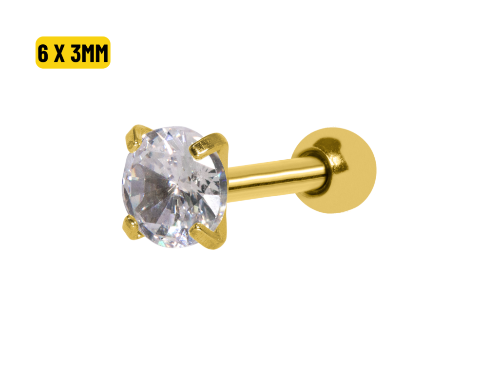 MICRO RETO PONTO DE LUZ PVD GOLD - 6 X 3MM