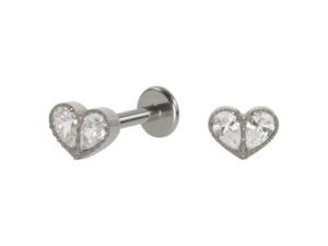 LABRET TITÂNIO R/I CORAÇÃO C/ ZIRCÔNIA