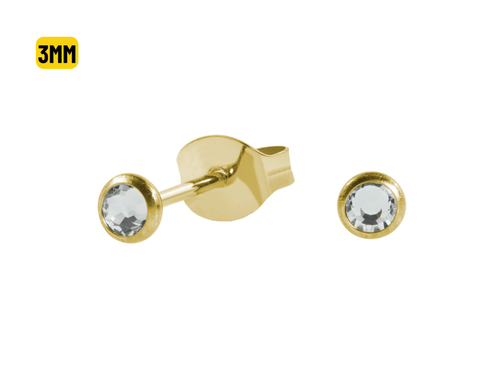 PAR BRINCO TITÂNIO PVD FLAT C/ ZIRCÔNIA - 3MM