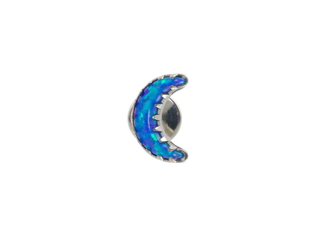 LABRET TITÂNIO R/I LUA C/ OPALA - AZUL