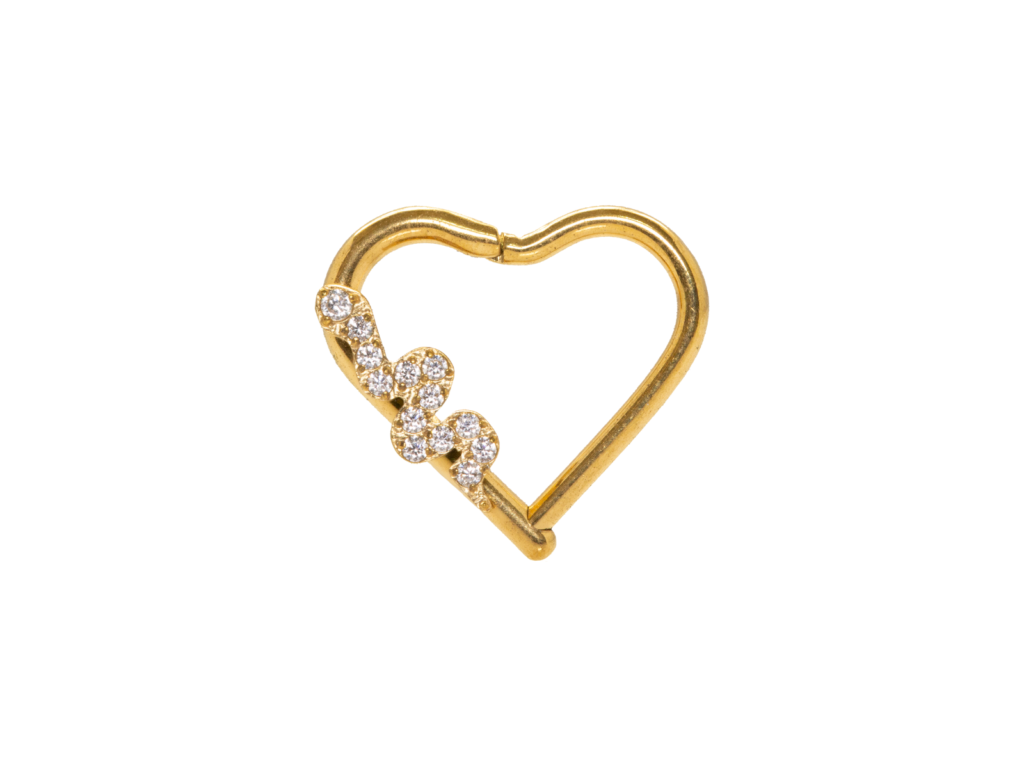HEART TITÂNIO CLICKER PVD GOLD SNAKE CRAVEJADA - DIREITO