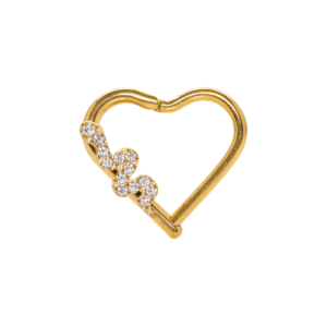 HEART TITÂNIO CLICKER PVD GOLD SNAKE CRAVEJADA - DIREITO