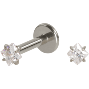 LABRET AÇO PUSH PIN C/ ZIRCÔNIA QUADRADA - 1.2 X 8 X 3MM