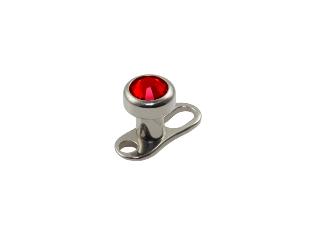 MICRODERMAL TITÂNIO C/ STRASS VERMELHO - 4MM