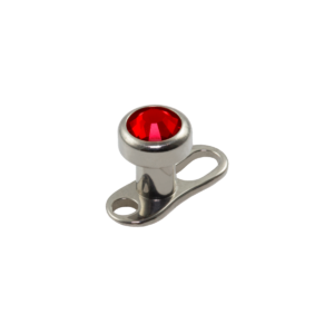 MICRODERMAL TITÂNIO C/ STRASS VERMELHO - 4MM