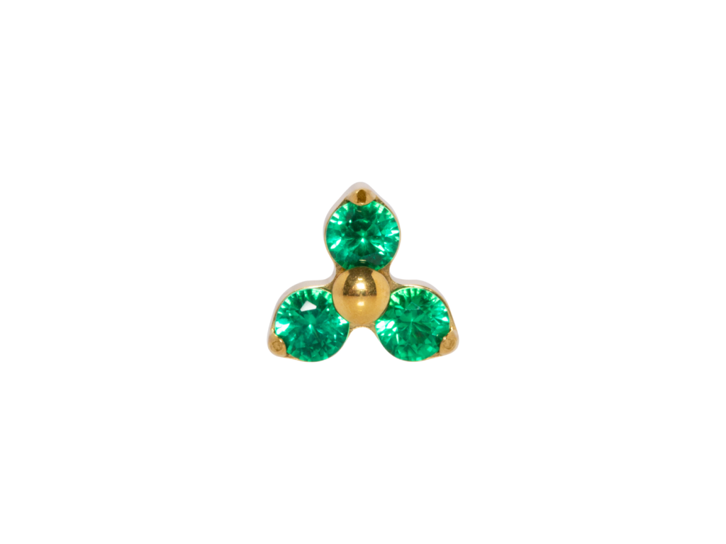 TOPO TITÂNIO PVD 0.9 (1.2MM) X 5/4MM - TRINITY C/ ZIRCÔNIA VERDE
