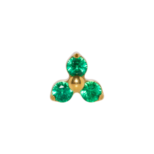 TOPO TITÂNIO PVD 0.9 (1.2MM) X 5/4MM - TRINITY C/ ZIRCÔNIA VERDE