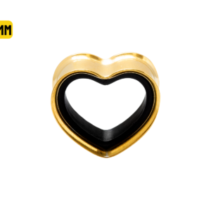 ALARGADOR PLUG CORAÇÃO AÇO PVD GOLD / F: BLACK - 16MM