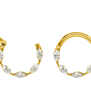 SEGMENTO CLICKER TITÂNIO PVD GOLD FRONTAL C/ ZIRCÔNIA