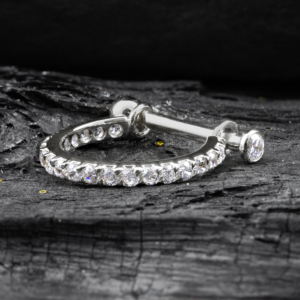CONCH MEIA ARGOLA OURO 18K CRAVEJADO CH01 - BRANCO