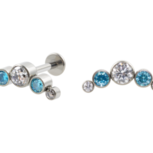 LABRET TITÂNIO R/I CLUSTER 5 PEDRAS - CRISTAL / AZUL