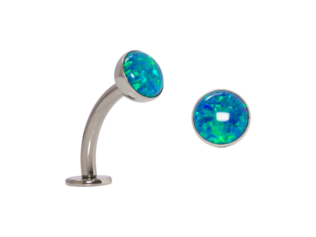 FLOATING NAVEL TITÂNIO R/I C/ OPALA VERDE - 1.6 X 10 X 5/5MM