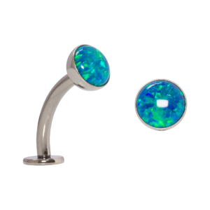 FLOATING NAVEL TITÂNIO R/I C/ OPALA VERDE - 1.6 X 10 X 5/5MM