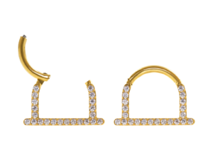 SEGMENTO TIT PVD GOLD CLICKER MEIA ARGOLA CRAVEJADA – 8MM