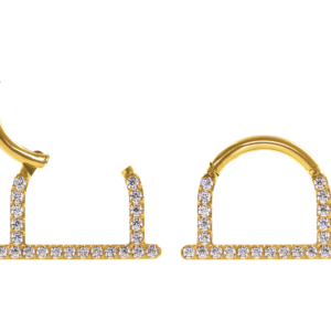 SEGMENTO TIT PVD GOLD CLICKER MEIA ARGOLA CRAVEJADA - 8MM