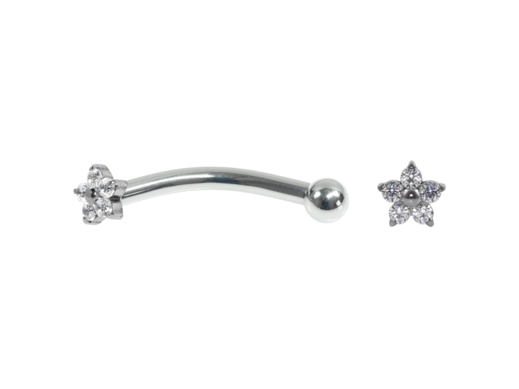 MICRO CURVO TITÂNIO R/I MINI FLOR C/ ZIRCÔNIA - 1.2 X 10MM