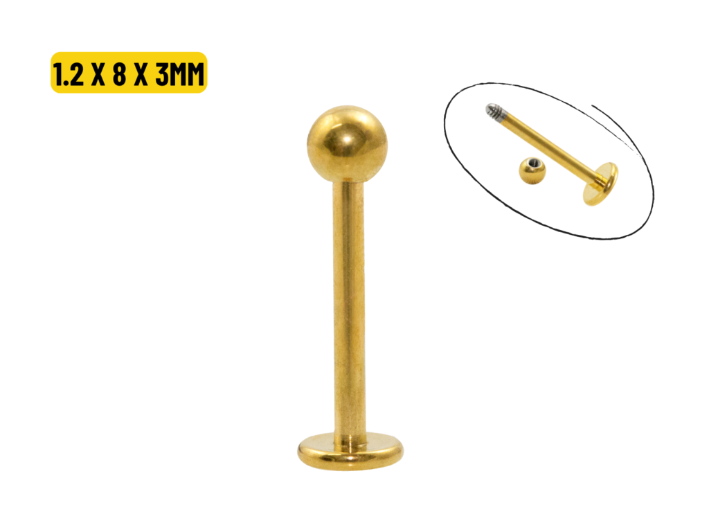 LABRET PVD GOLD - 1.2 X 8 X 3MM