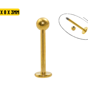 LABRET PVD GOLD - 1.2 X 8 X 3MM