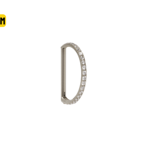 MEIA ARGOLA CLICKER TITÂNIO INTEIRA C/ PEDRA - 8MM