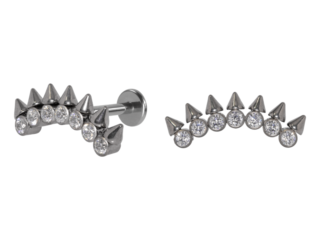 LABRET TITÂNIO R/I CLUSTER SPIKE C/ PEDRA