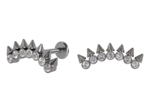 LABRET TITÂNIO R/I CLUSTER SPIKE C/ PEDRA