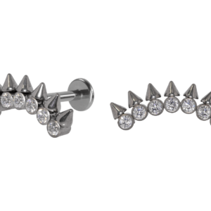 LABRET TITÂNIO R/I CLUSTER SPIKE C/ PEDRA